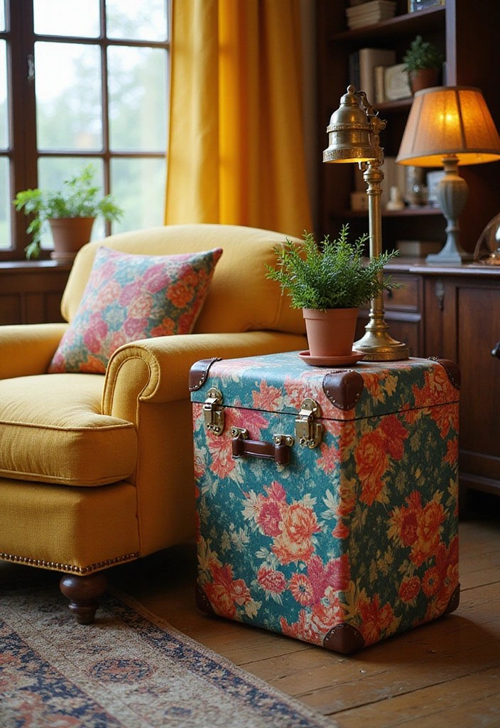 15 Upcycled Home Decor Ideas That Will Transform Your Space (You Won't Believe #8!) - 4. Vintage Suitcase Side Table