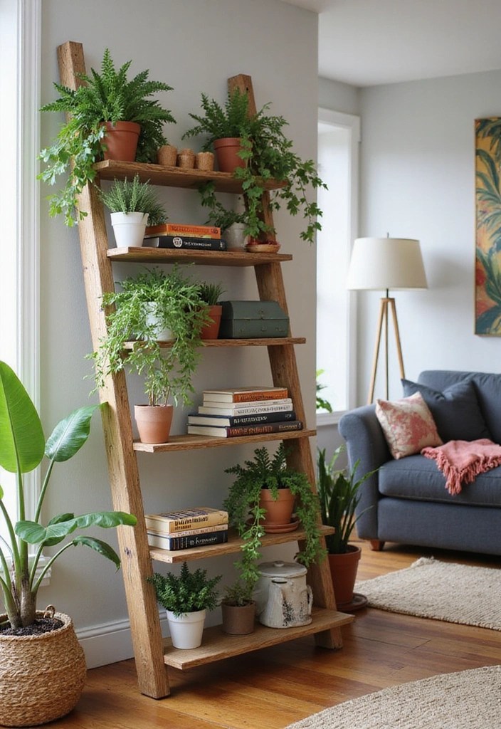 15 Upcycled Home Decor Ideas That Will Transform Your Space (You Won't Believe #8!) - 7. Repurposed Ladder Shelves