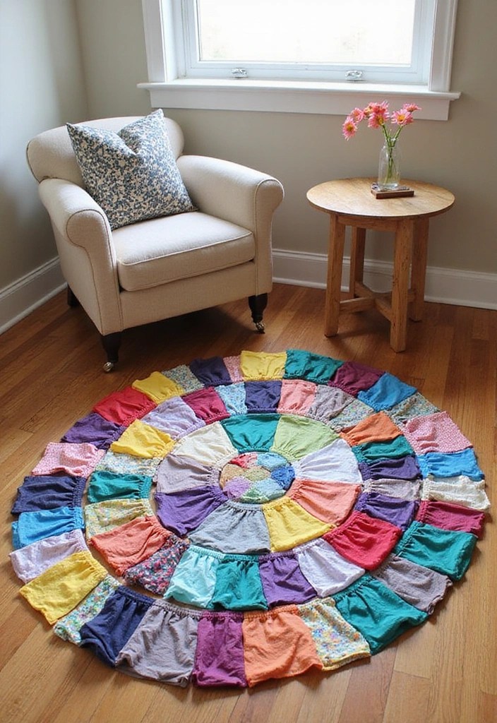 15 Upcycled Home Decor Ideas That Will Transform Your Space (You Won't Believe #8!) - 8. Upcycled T-Shirt Rug (You Won't Believe This!)