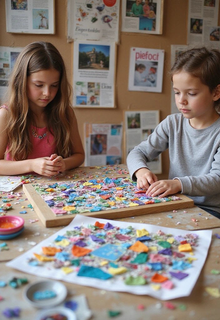 25 Mind-Blowing Kids' Art Projects You Can Do with Just Household Items! - 19. Mosaic Art Using Old Magazines
