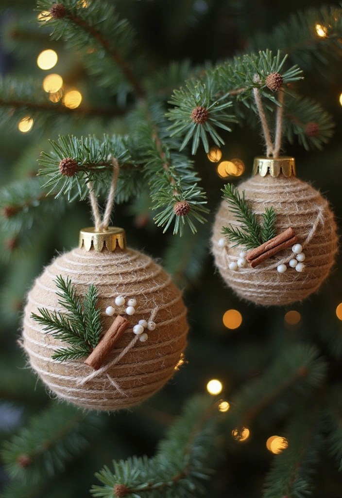 25 Stunning DIY Holiday Decorations to Transform Your Space (You Won't Believe #18!) - 1. Rustic Twine-Wrapped Ornaments