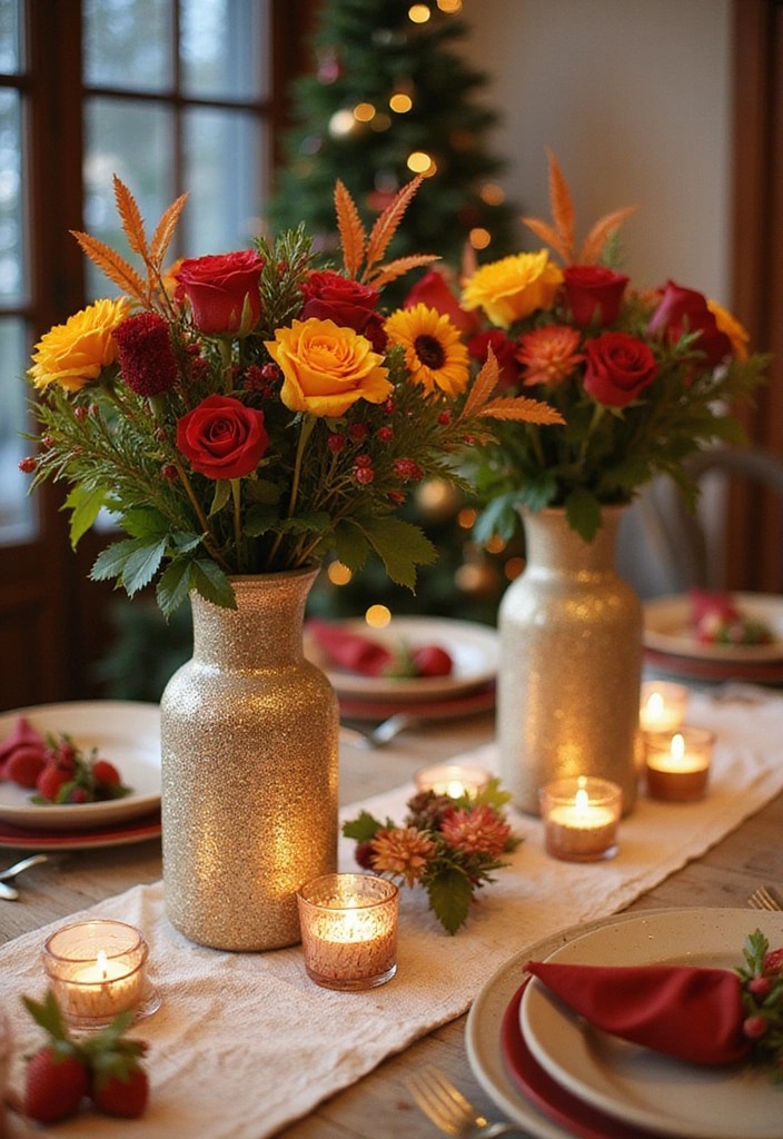 25 Stunning DIY Holiday Decorations to Transform Your Space (You Won't Believe #18!) - 12. Glittery Holiday Vases